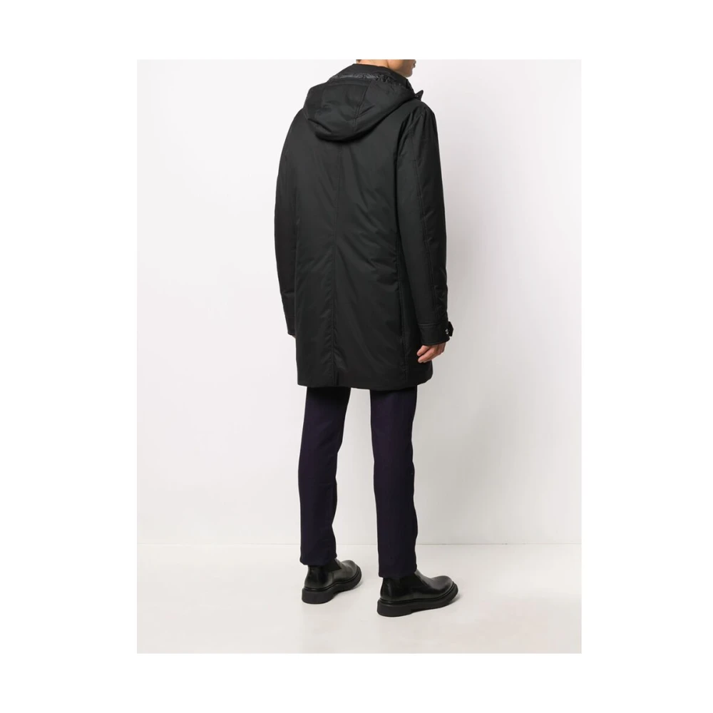 Moorer Zwarte Gewatteerde Donsjas Hooded Stijl Black Heren