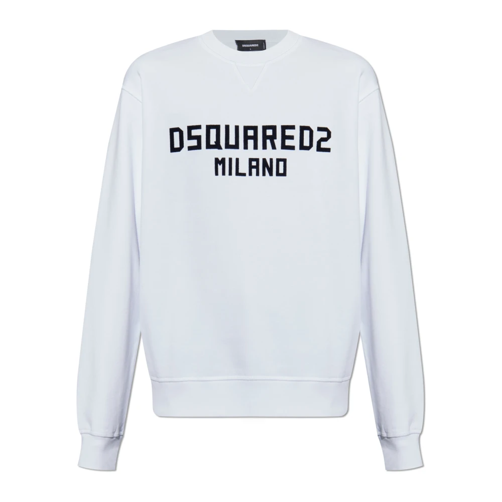 Dsquared2 Sweatshirt med logotyp och sammetfinish White, Herr