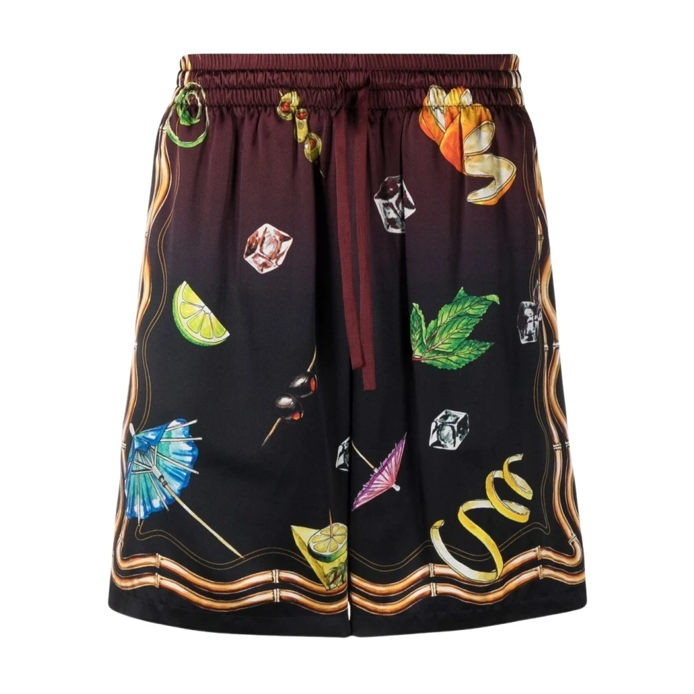 Casablanca Zijden Trekkoord Zwarte Shorts Ss22 Multicolor Heren