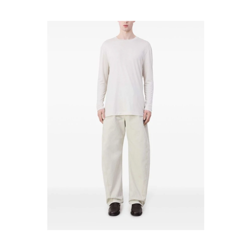 Lemaire Roomwit Katoenen Ronde Hals T-shirt White Heren