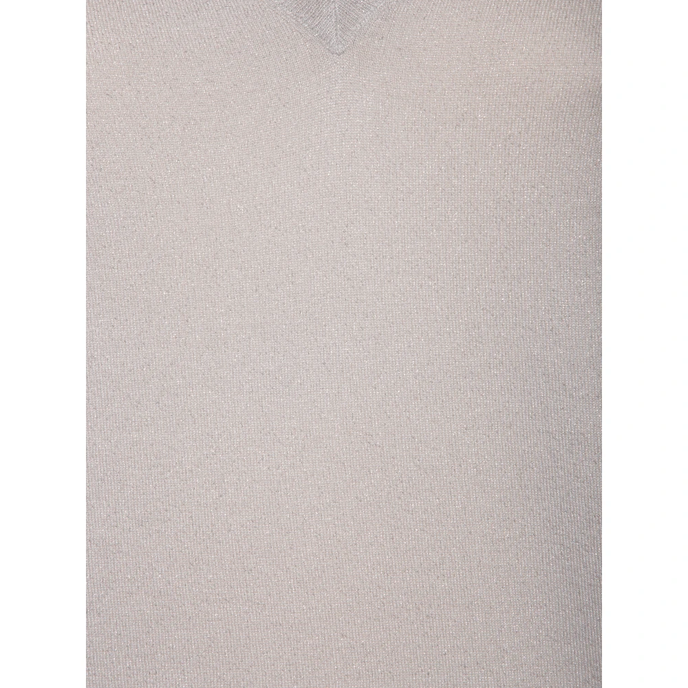 BRUNELLO CUCINELLI Wit Gebreid V-Hals Sprankelende Rand White Dames