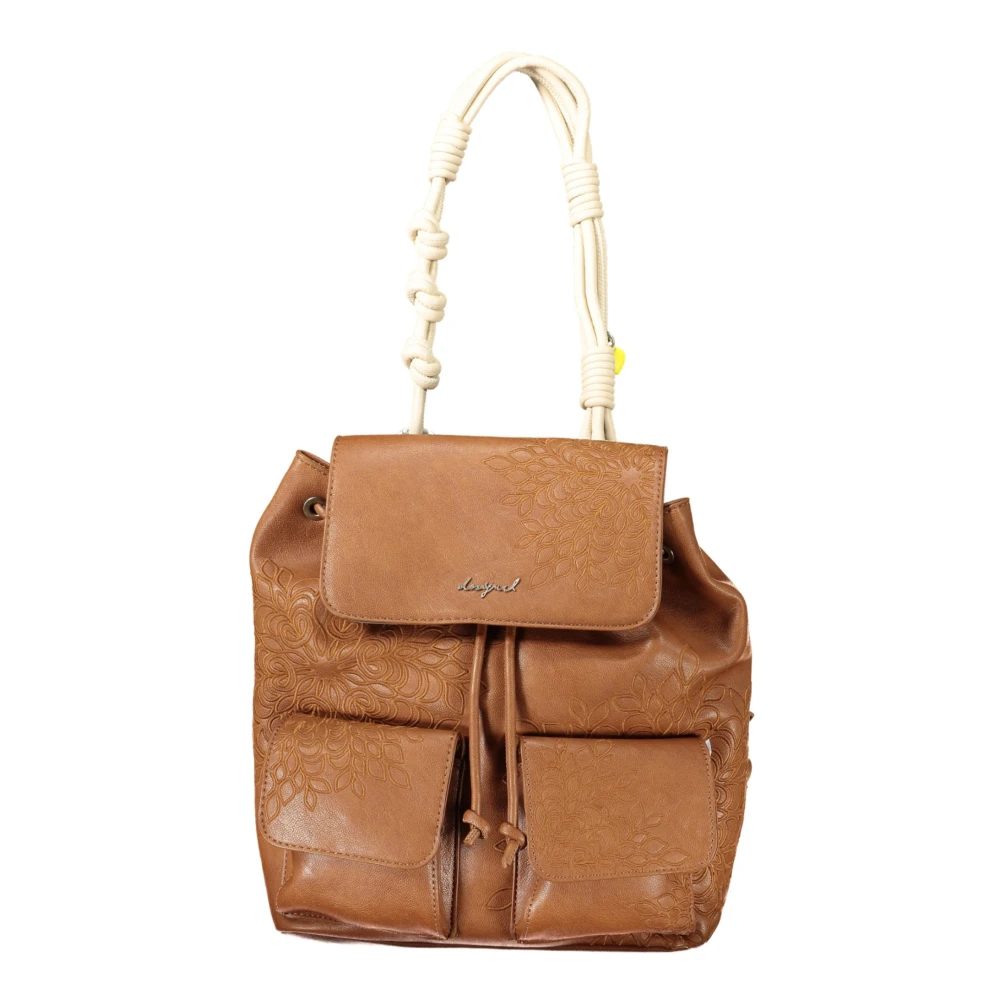 Desigual Damen Neutral – Kleiner Rucksack In Braun Mit Stickerei - Bild 3