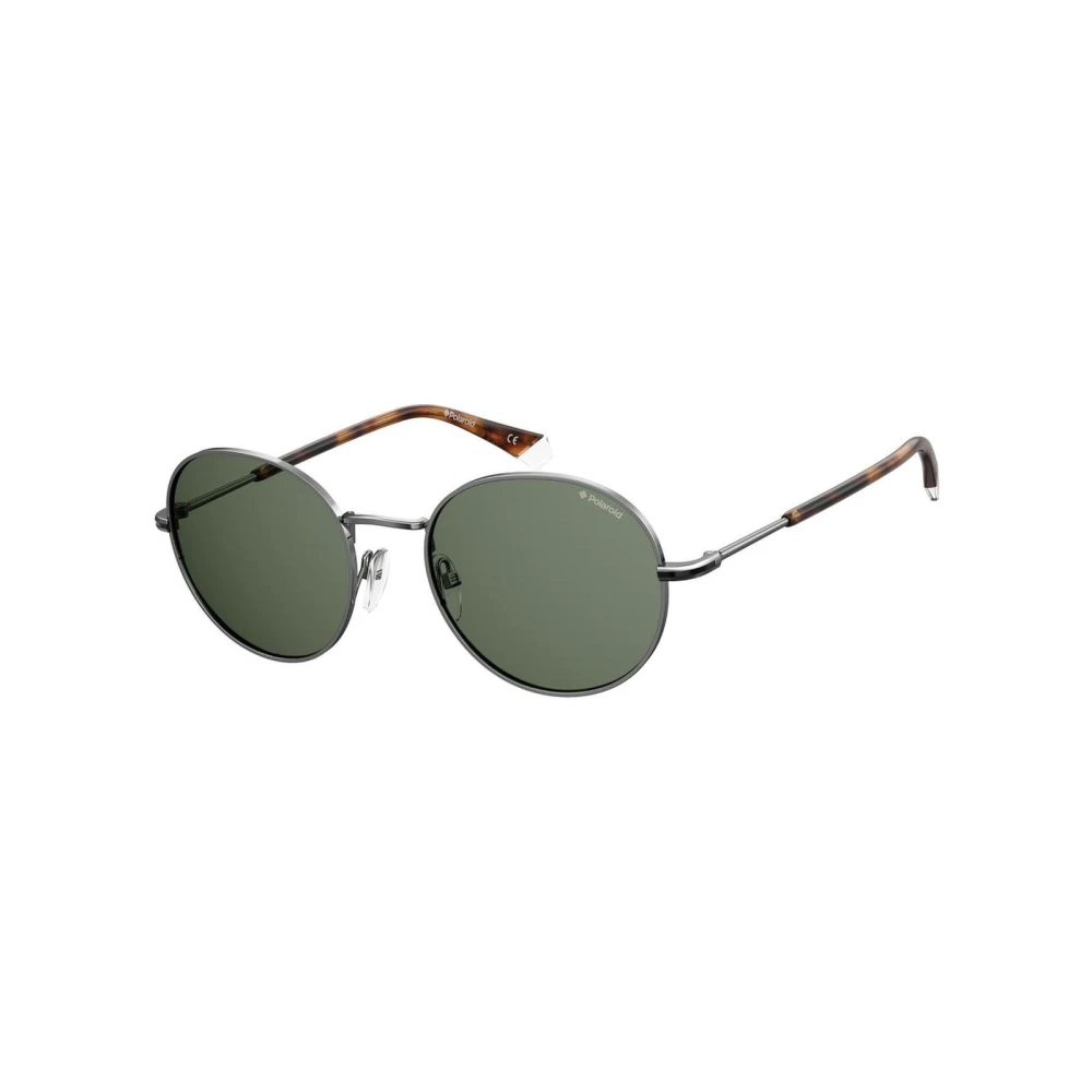 Polaroid Unisex Gray Retro Round Metal Sunglasses