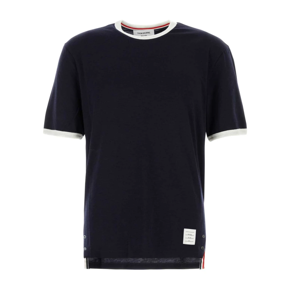 Thom Browne Stretch Wool T-shirt in Navy Blue Heren