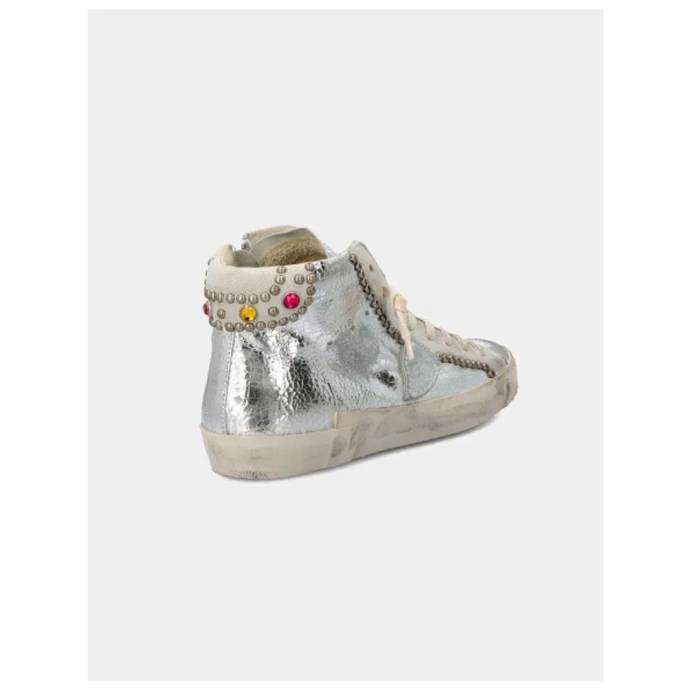 Philippe Model Iridescent Studded Hoge Top Sneakers Gray Dames