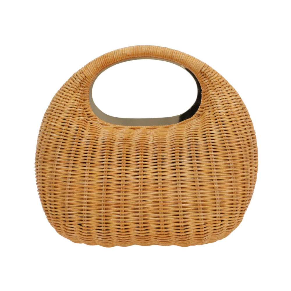 Sacai Natuurlijke Rieten Handtas met Metalen Logo Brown Dames
