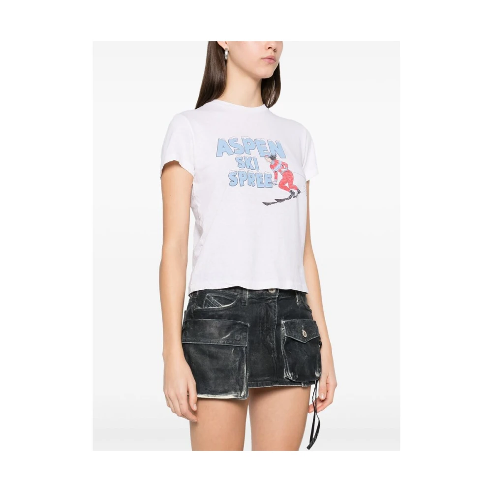 Re Done Wit Grafische Print Ronde Hals T-shirt White Dames