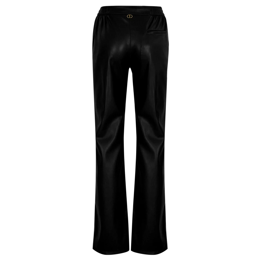 Twinset Zwarte Leren Broek Black Dames