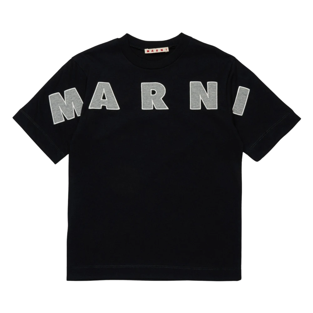 Marni Unisex Kids Black Logo T-Shirt - Kids Short Sleeve T-Shirts - 10 Y - Kids