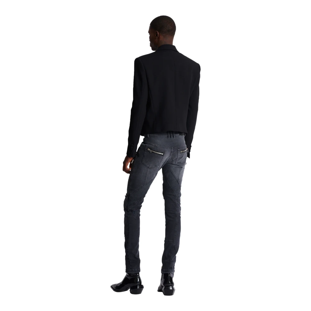 Balmain Cropped double crepe jasje Black Heren
