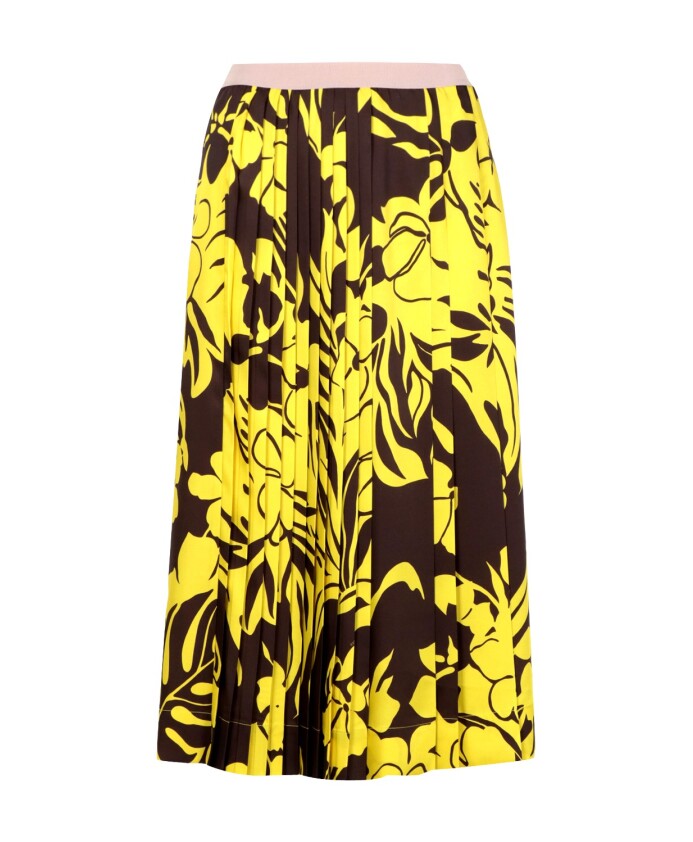 jupe-midi-jaune-florale