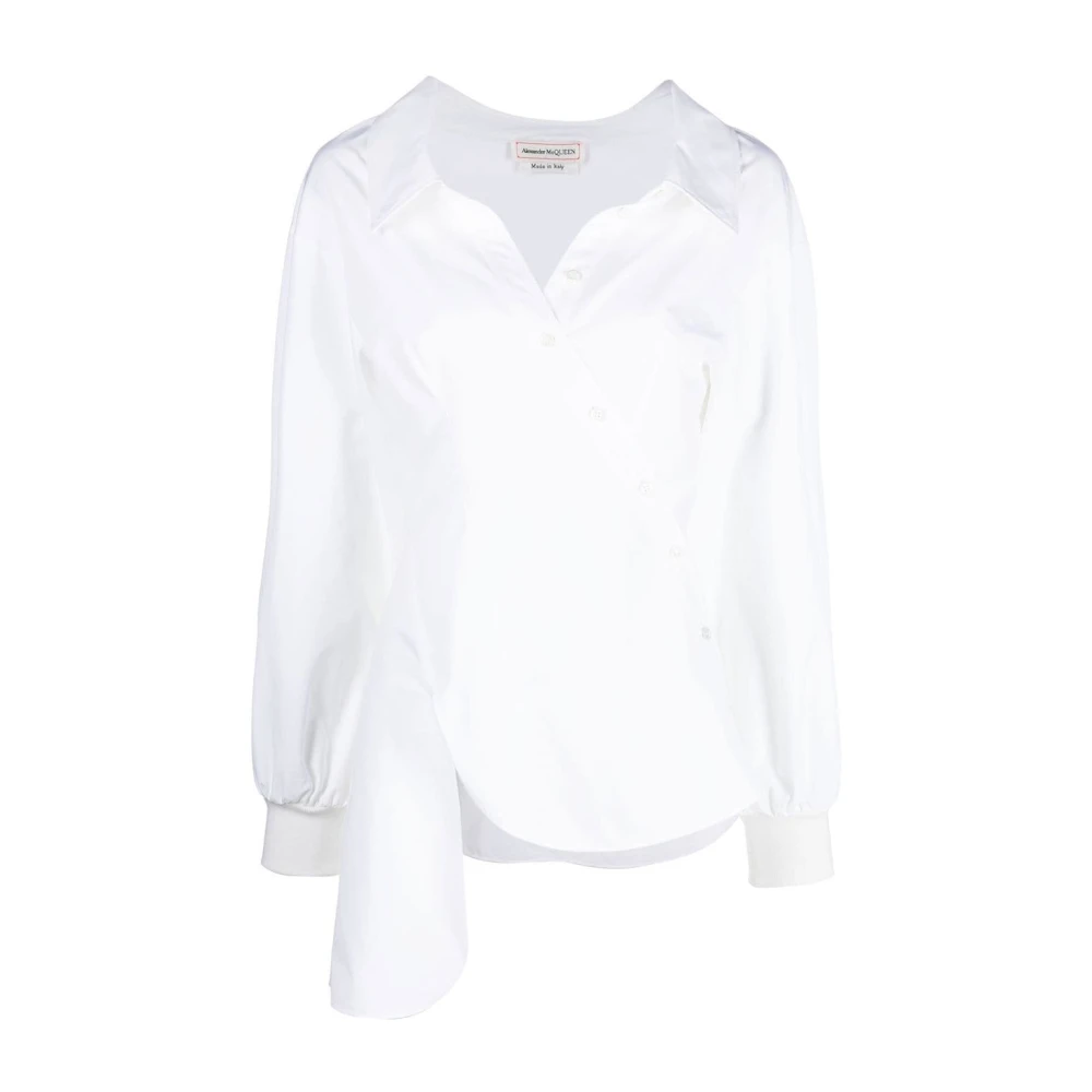 Alexander mcqueen Witte Wrap Style Shirt met Ballonmouwen White Dames