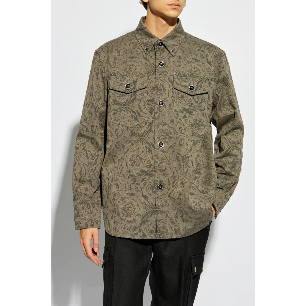 Versace Shirt met Barocco-patroon Gray Heren