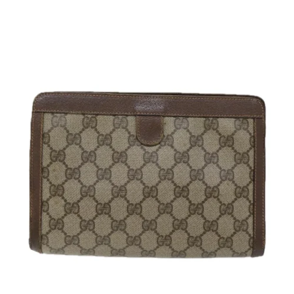 Gucci Vintage Pre-owned Leather clutches Beige Dames