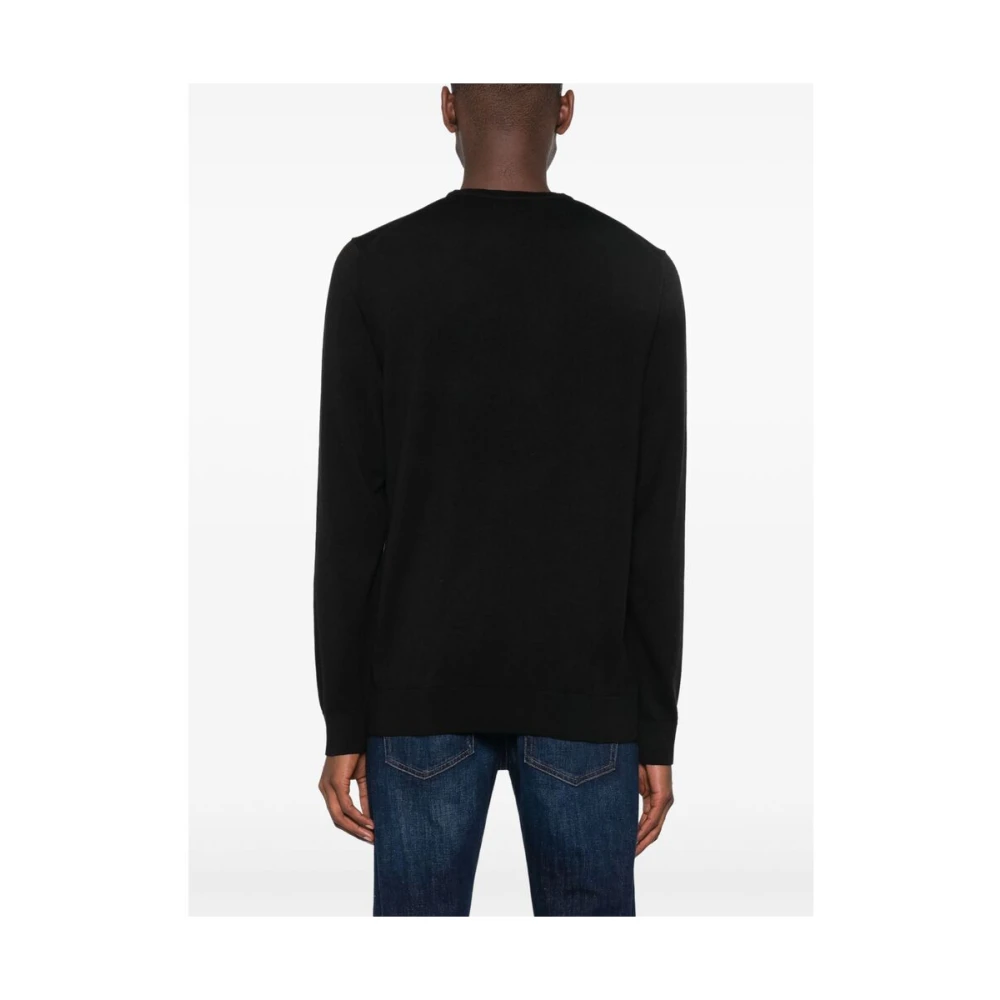 Calvin Klein Zwarte Gebreide Logo Trui Black Heren