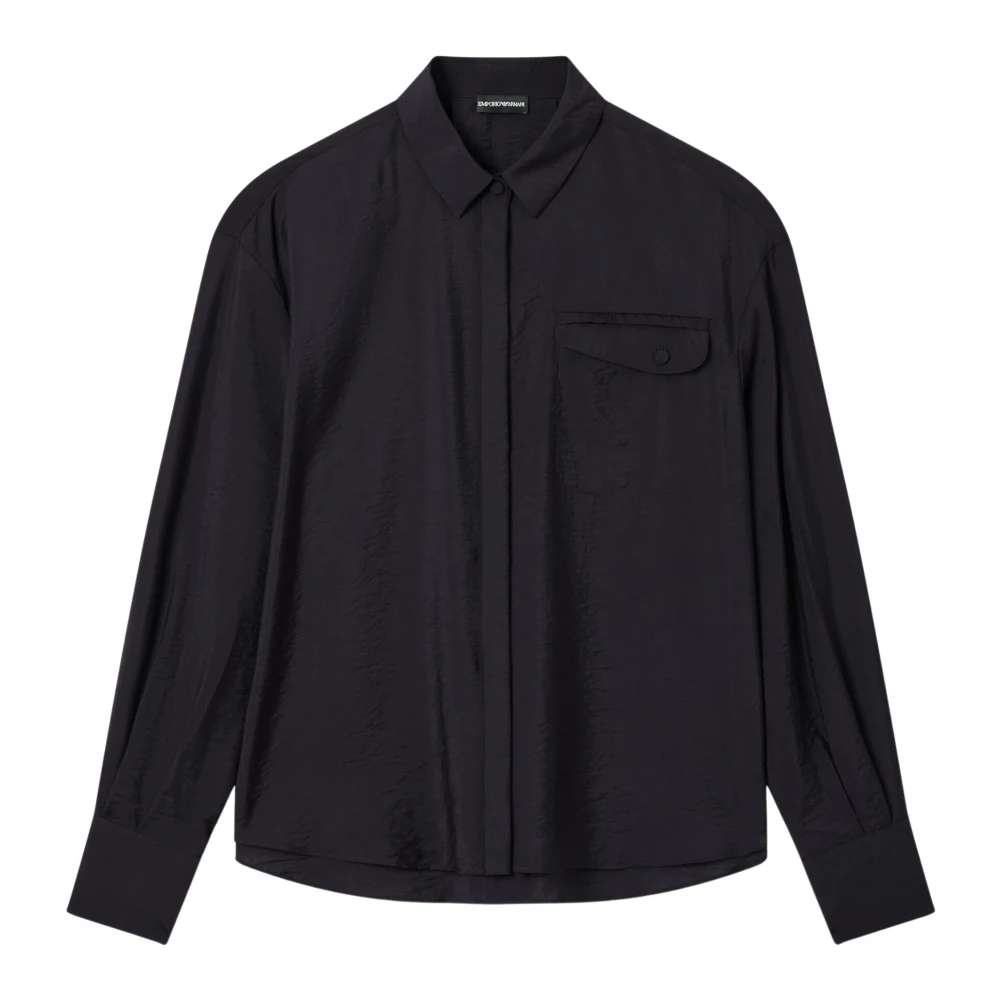 Emporio Armani Vrouw Zwart Overhemden Dames, M, Blouse In Overhemdstijl
