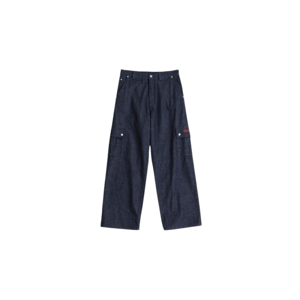 Off White Blauwe Denim Cargo Broek Blue Heren