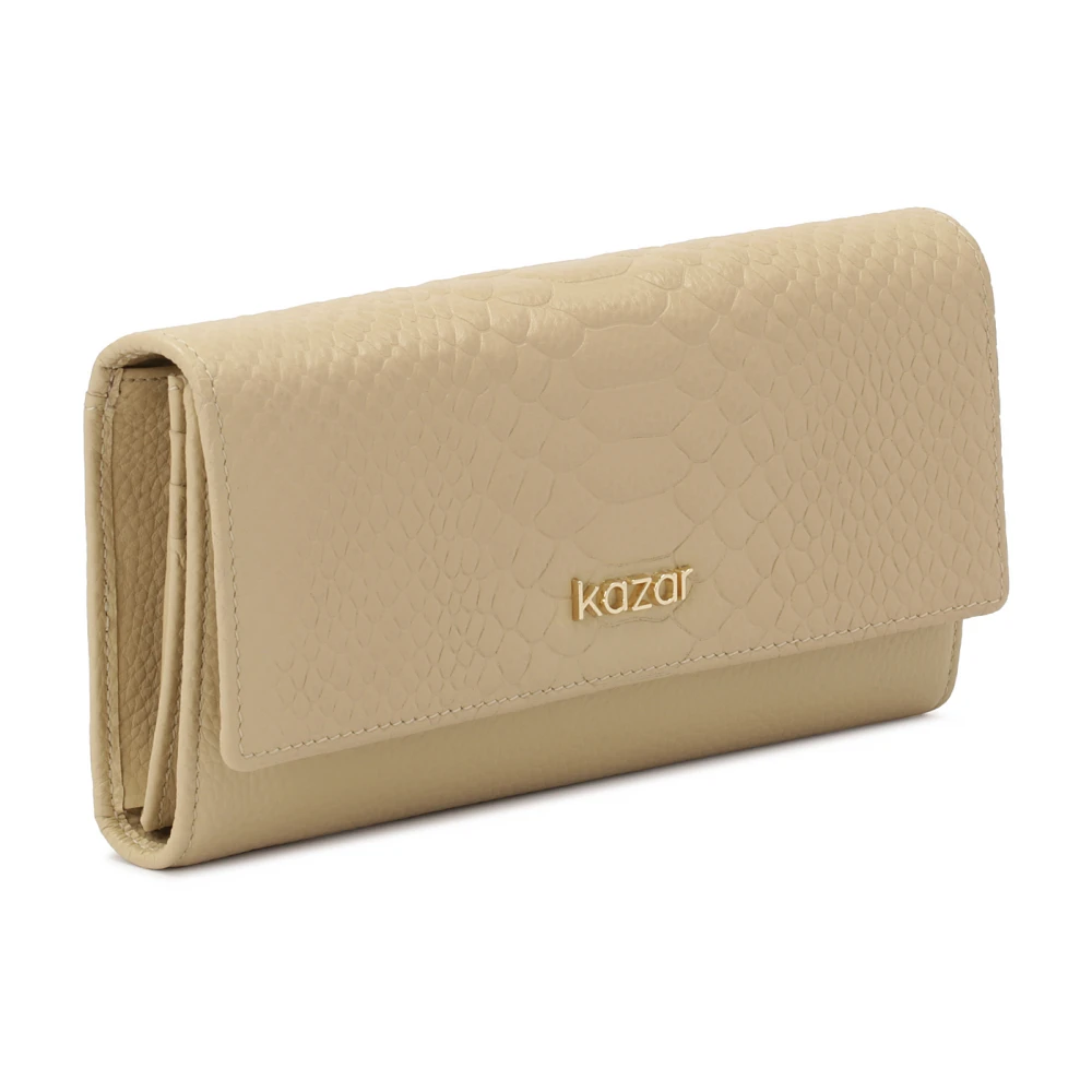 Kazar Langwerpige ruime leren portemonnee Beige Dames