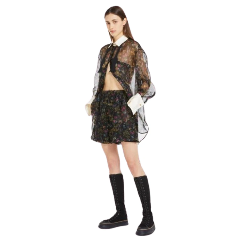 Max Mara Bloemen Zijden Boxershorts Black Dames