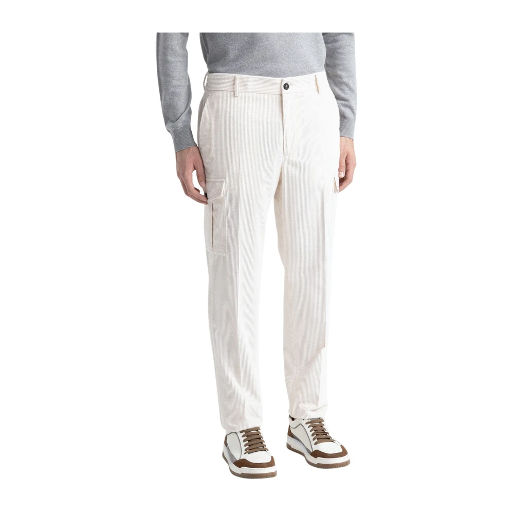 PESERICO Katoenen fluwelen chino broek White Heren