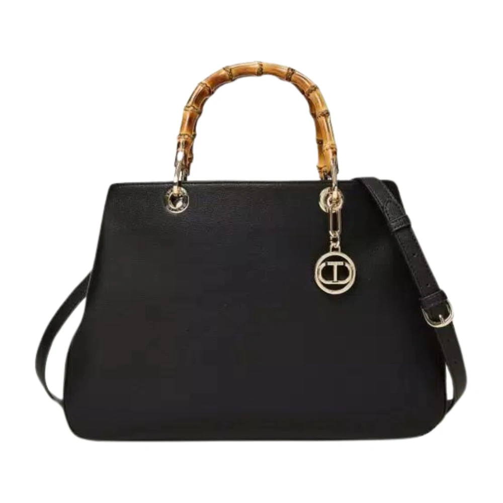 Twinset Black Shopper Bag With Bamboo Handles - Female - Handbags - One Size - Bags