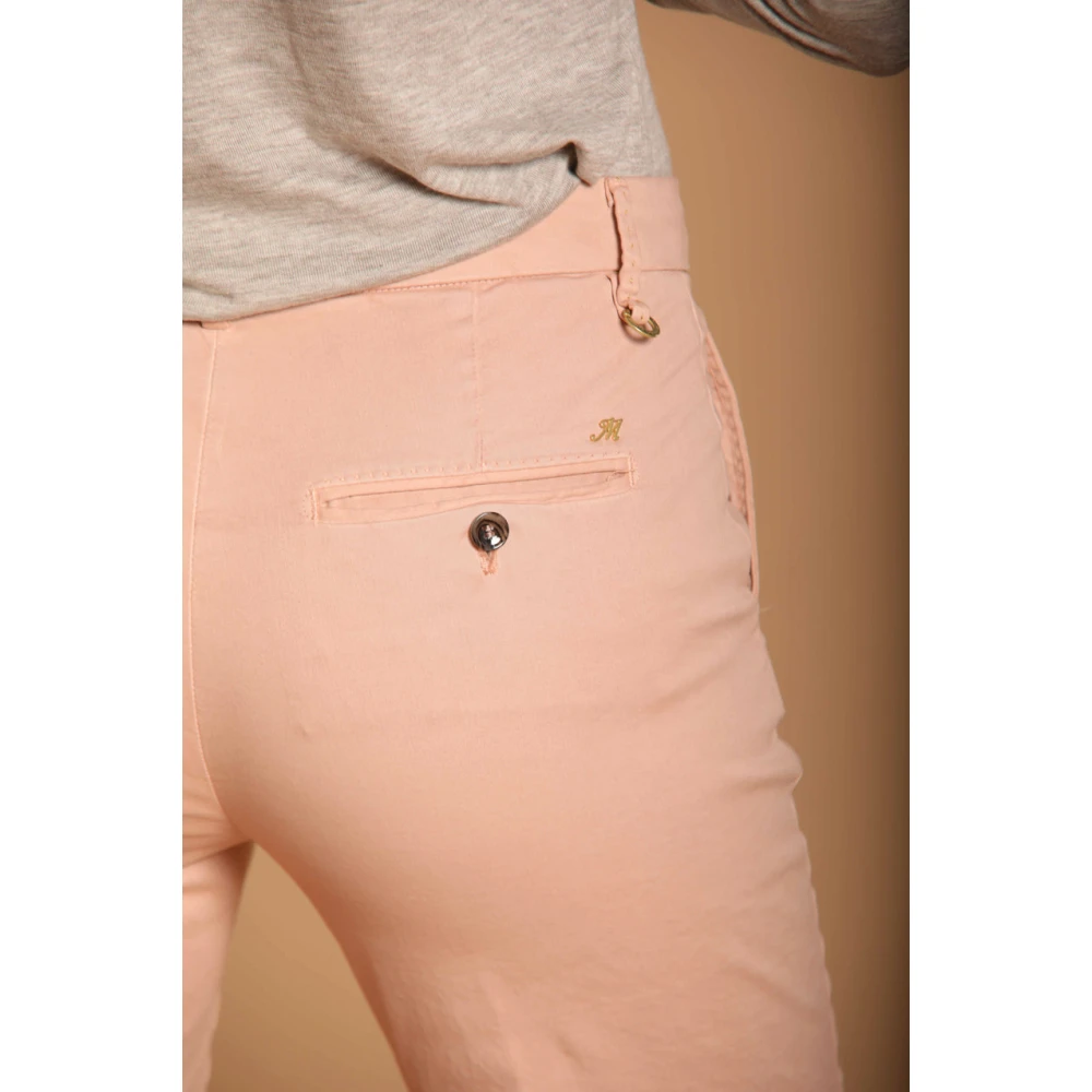 Mason's Slimme Dames Chino Broek in Satijn Pink Dames