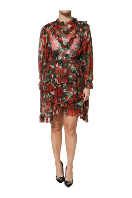 Blommig Ruffle Mini Klänning