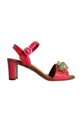 Fuchsia Läderdekorerade Keira Sandaler