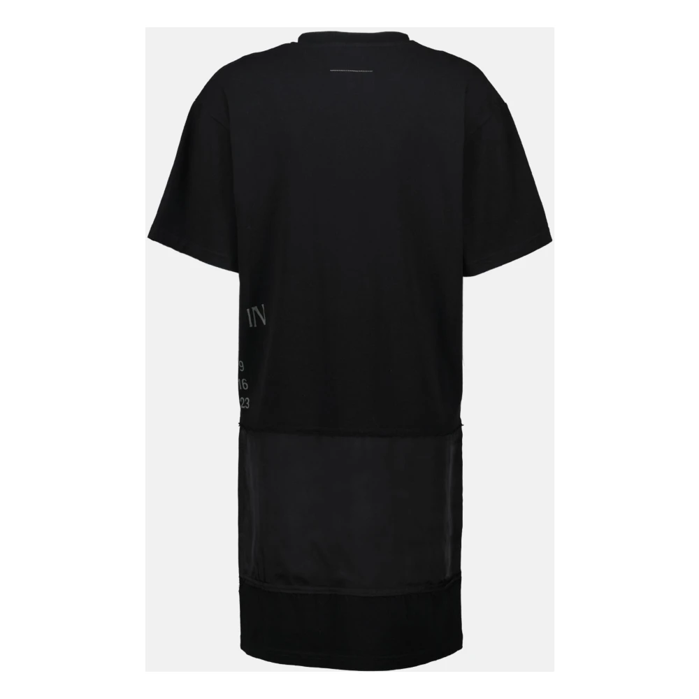 MM6 Maison Margiela Gedrukte Zwarte T-shirt Jurk Black Dames