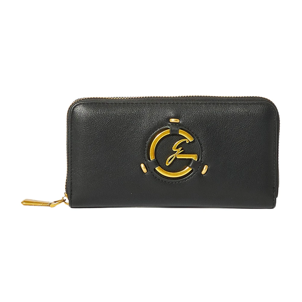 Gattinoni Zwarte Fullzip Portemonnee met Gouden Details Black Dames