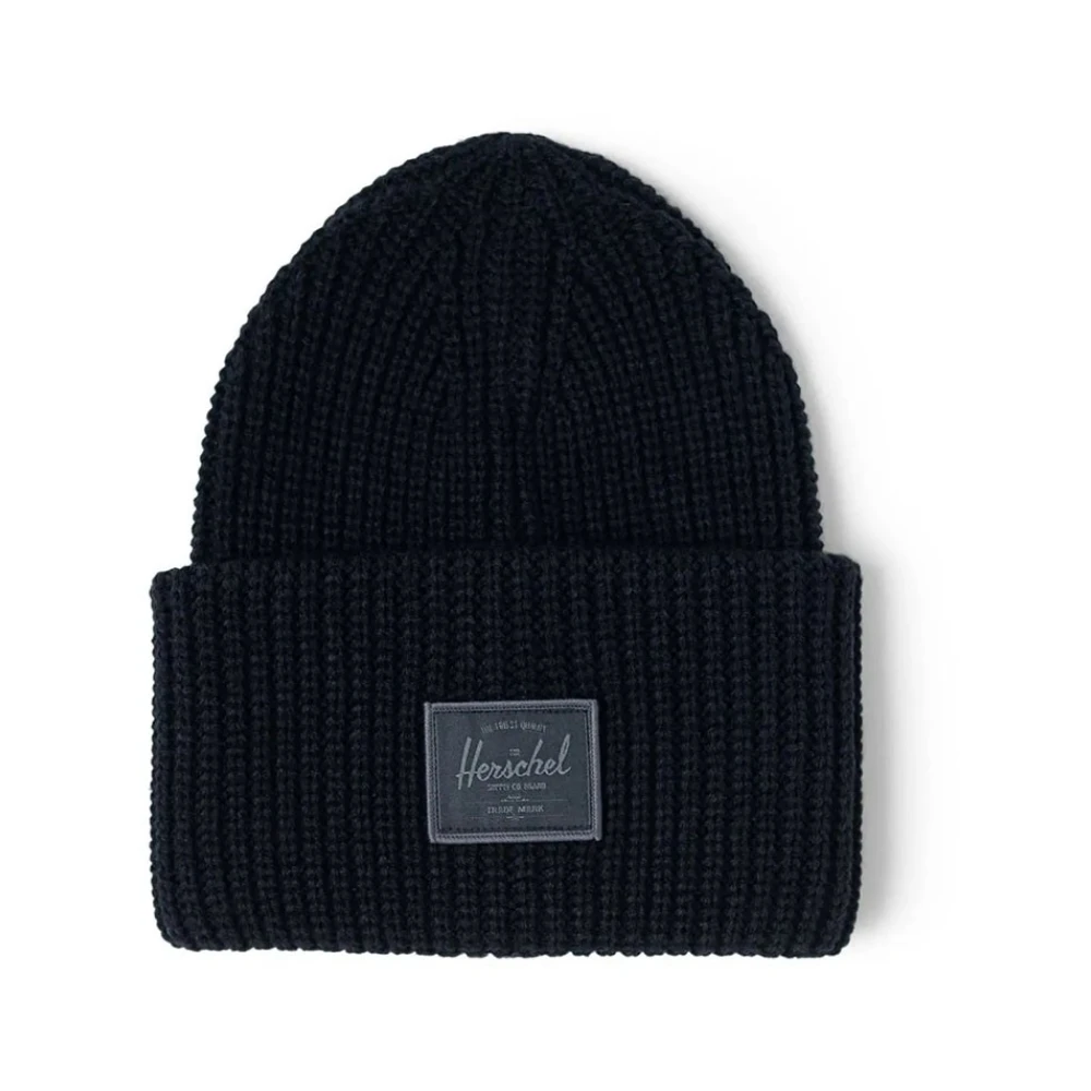 Herschel Zwarte Katoenen Beanie Muts Black Heren