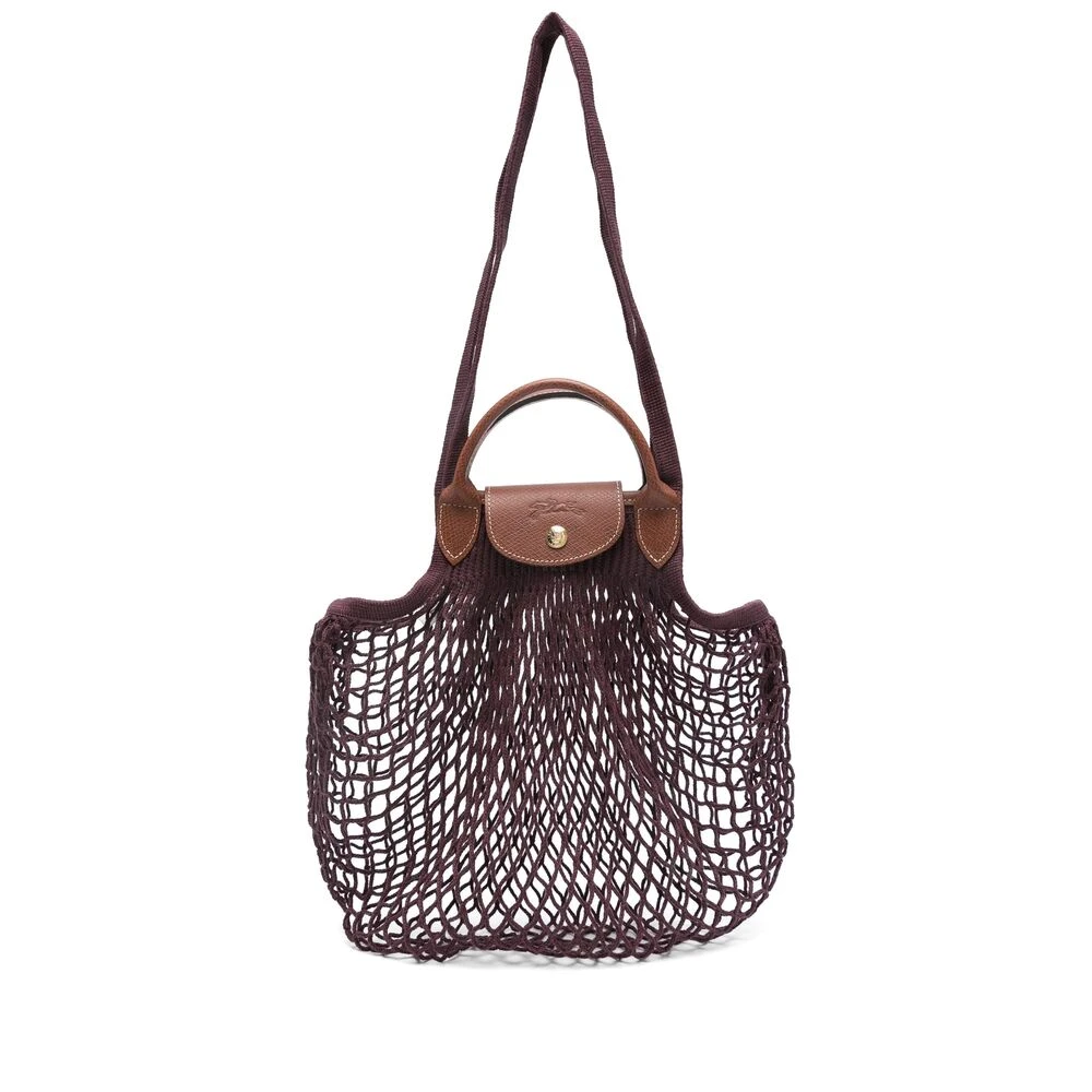 Longchamp Paars Bruin Mesh Schoudertas Purple Dames