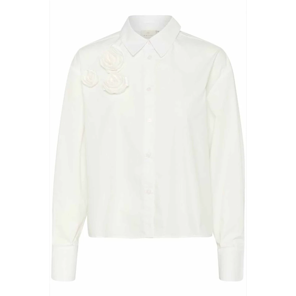 Kaffe Rozendruk Klassieke Overhemdblouse White Dames