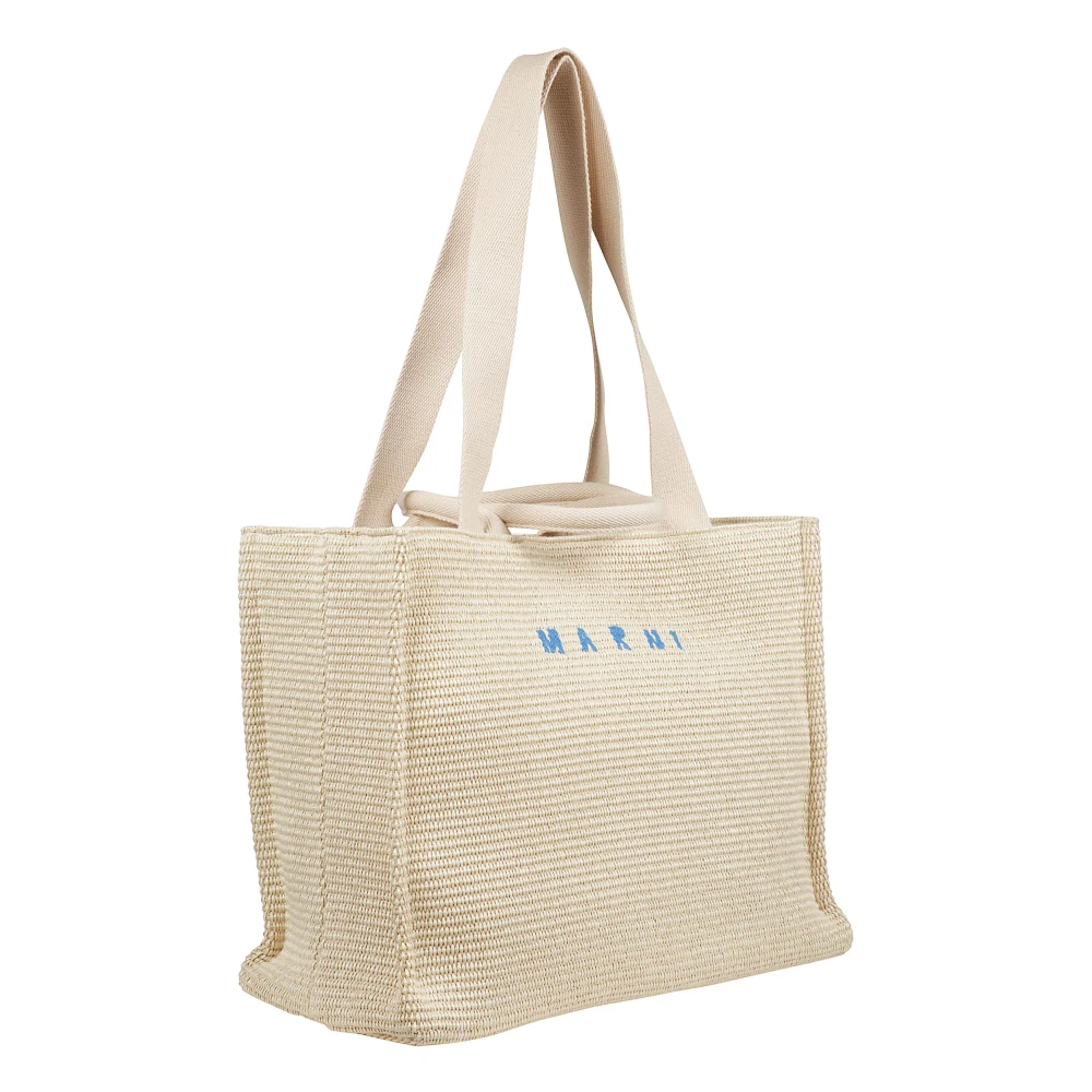 Marni Geweven Stro Tas Beige Dames