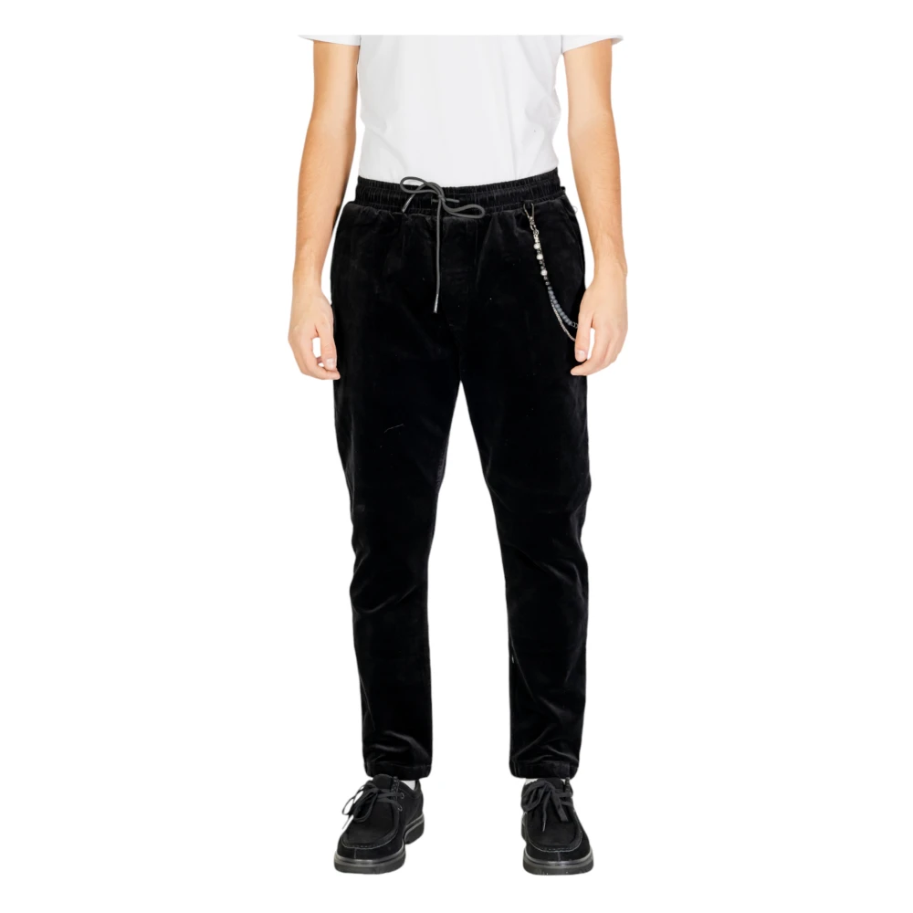 Gianni Lupo Men's Black Slim-Fit Trousers, Xl, Zip Fastening Plain Trousers
