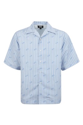 chemise-a-manches-courtes-en-polyester-bleu