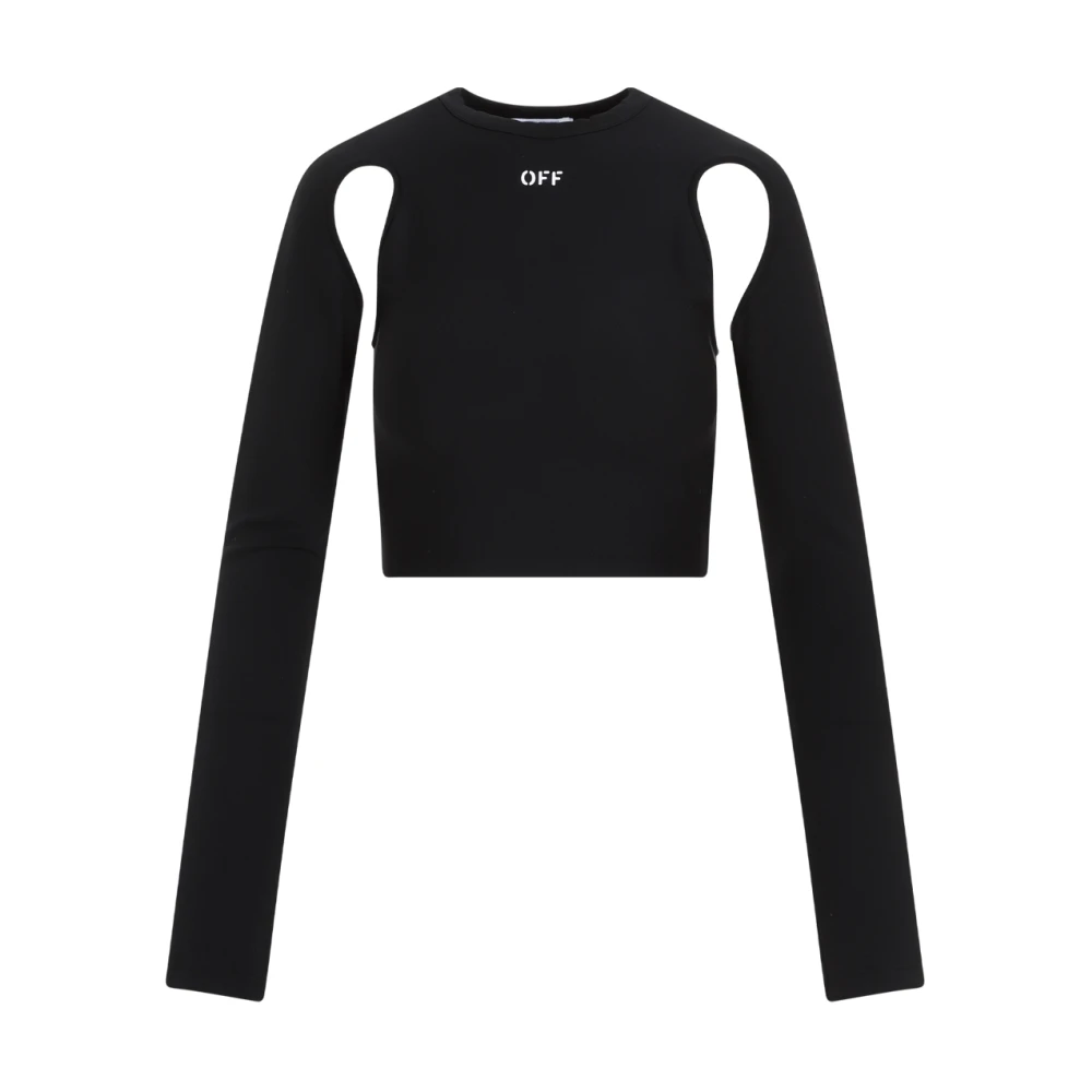 Off White Chique Zwarte Crop Top Moderne Tech Black Dames