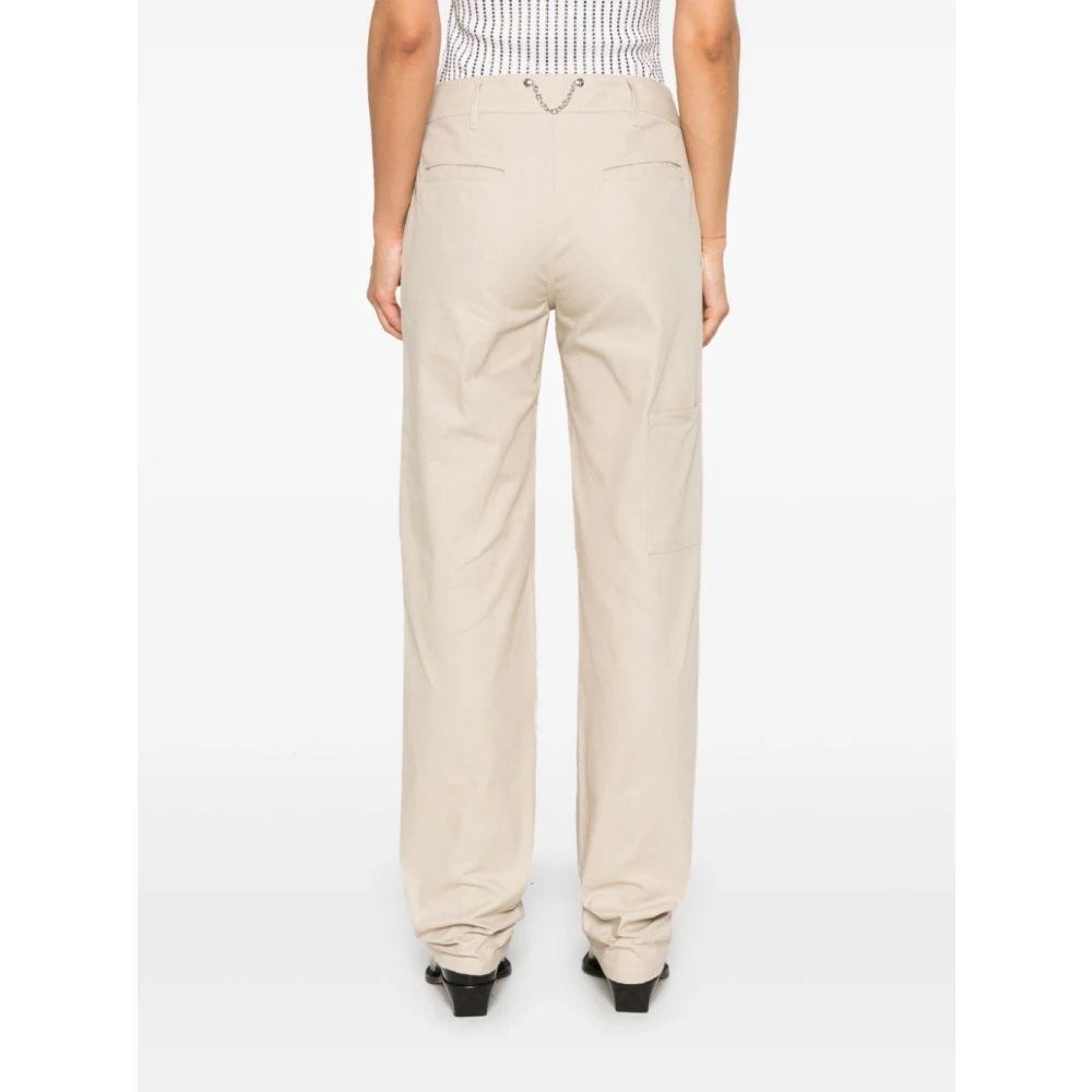 Moschino Logo Tag Stijlvolle Broek Beige Dames