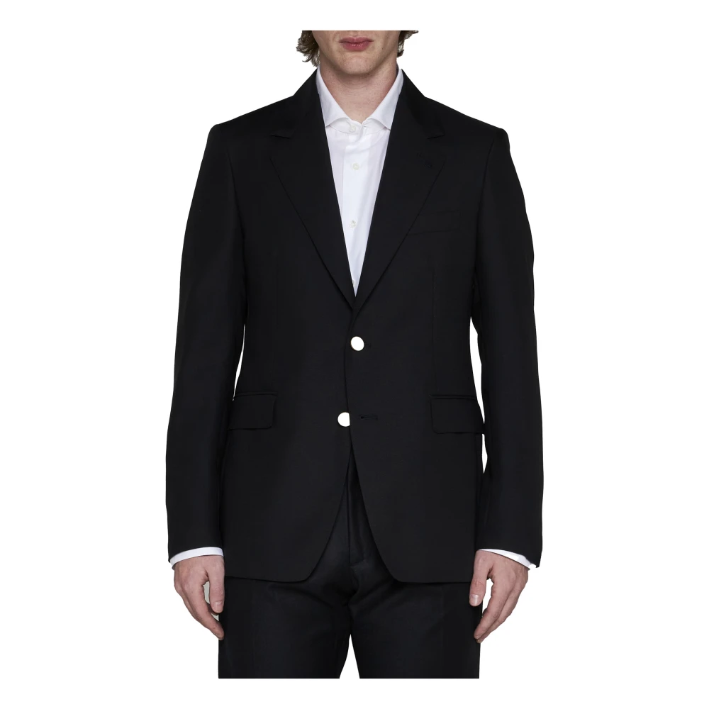 Tagliatore Zwarte Jassen met Reverskraag Black Heren
