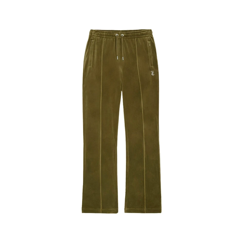 Juicy Couture Groene fluwelen broek met fonkelend logo Green Dames