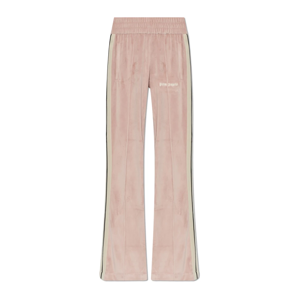 Palm Angels Vrouw Roze Broeken Dames, L, Logo Flare Chenille Trainingsbroek