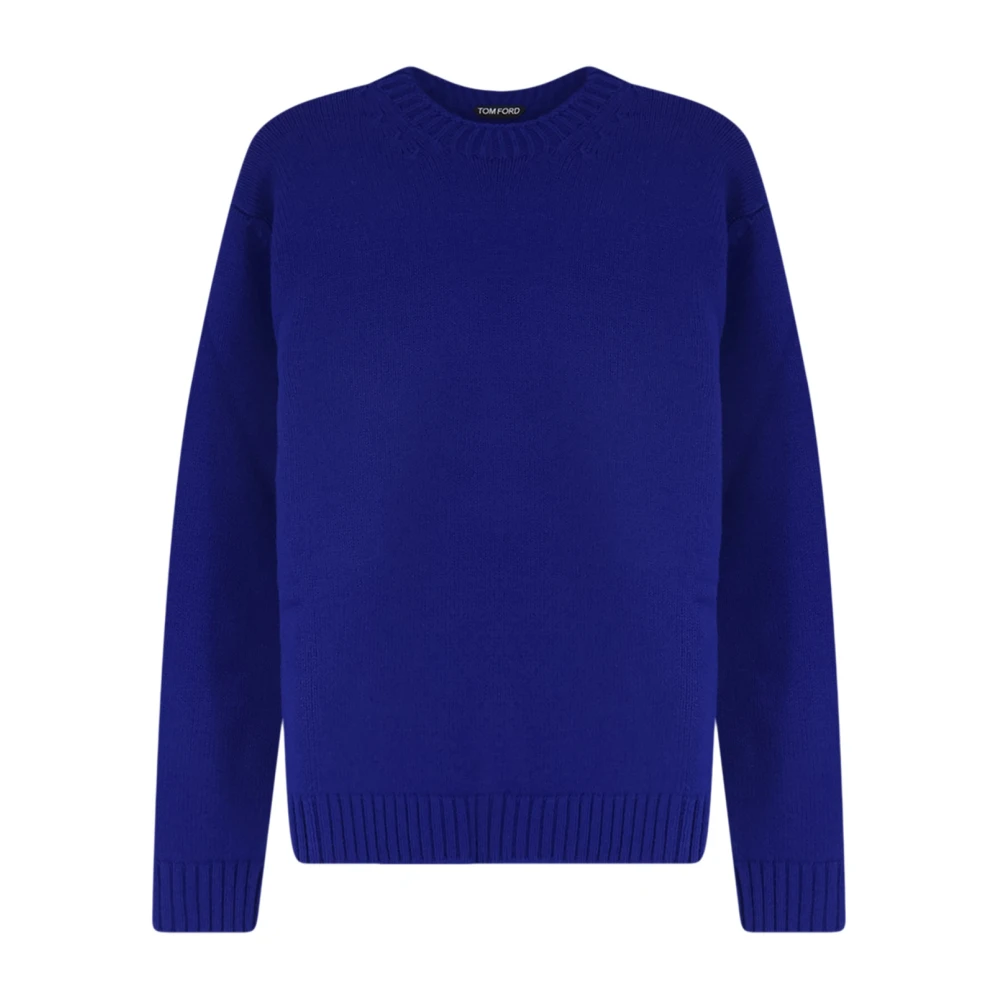 Tom Ford Blue Cashmere Wool Crew Neck Jumper - Male - Round-Neck Knitwear - M - Knitwear