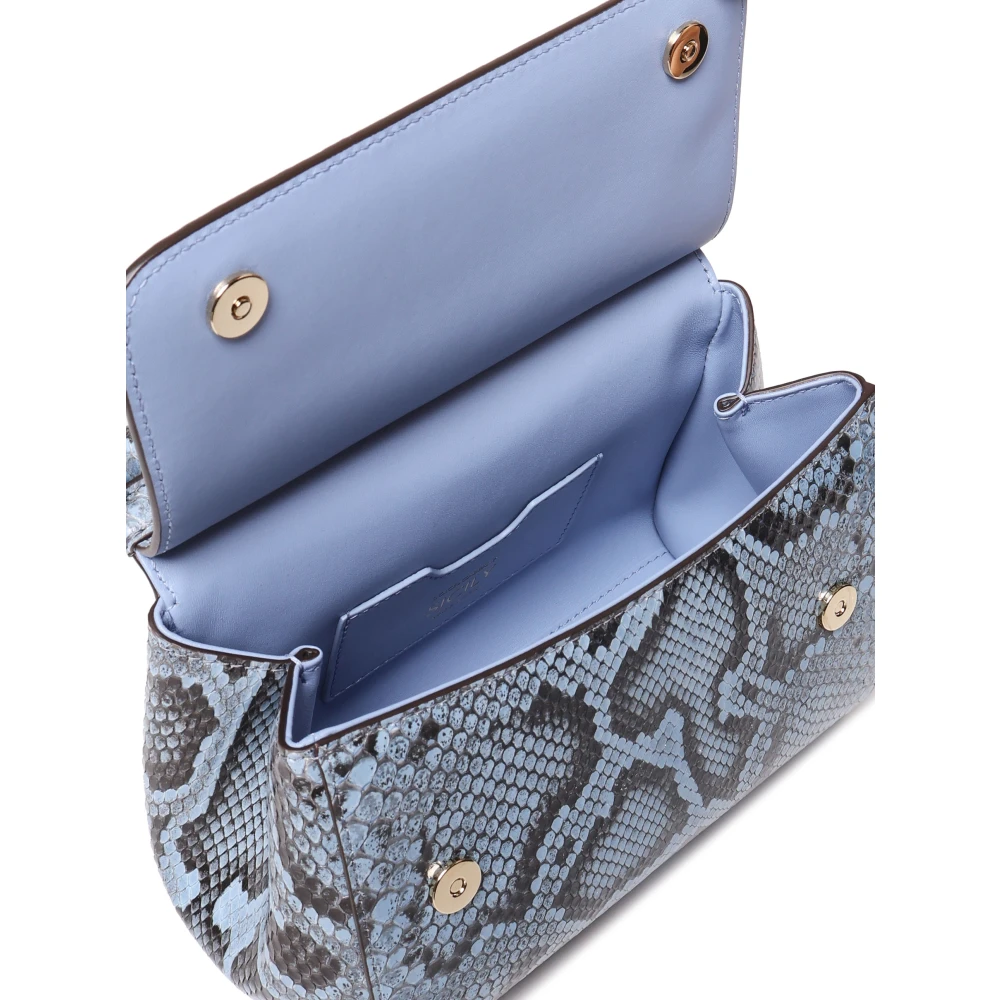 Dolce & Gabbana Slangenprint Leren Handtas met Spiegel Blue Dames