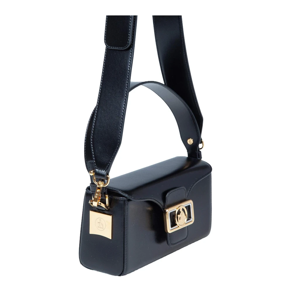 Lanvin Zwarte Leren Potlood Handtas met Metalen Elementen Black Dames