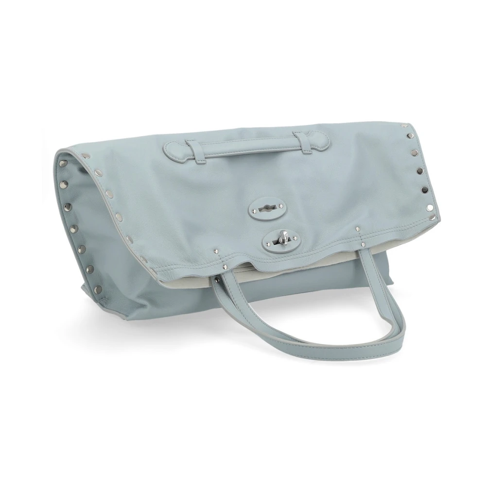 Zanellato Blauwe Leren Shopper Tas Saeta Blue Dames