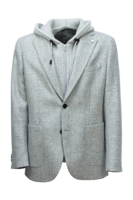 Blazer i ull med stickad insats