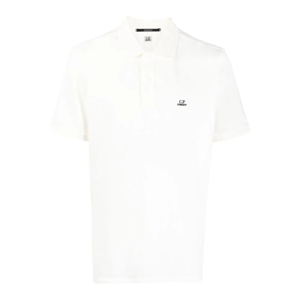 C.P. Company Witte Katoenen Poloshirt met Logo White Heren