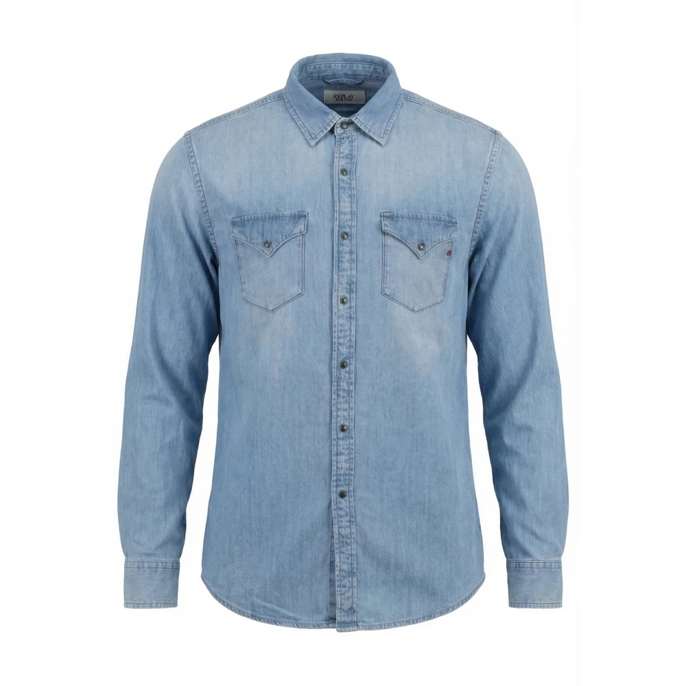 Replay Men's Blue Regular-Fit Denim Shirt - Denim Shirts - M - Shirts