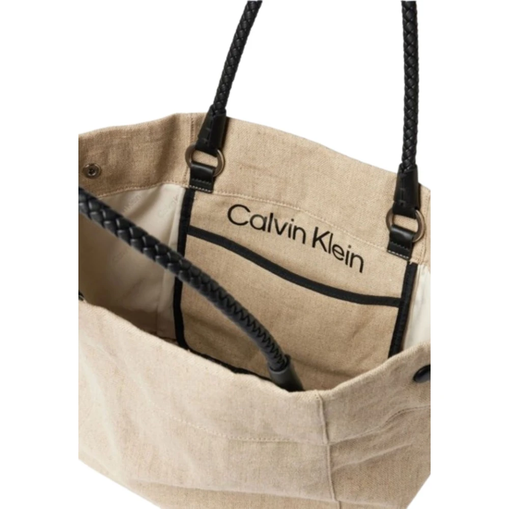 Calvin Klein Zomer Verhaal Linnen Shopper Tas Beige Dames