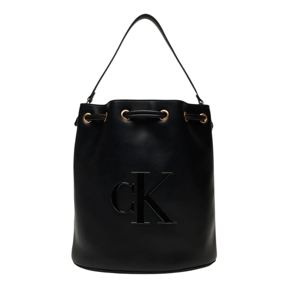 Calvin Klein Women's Black Raised Ck Large Bucket Bag
